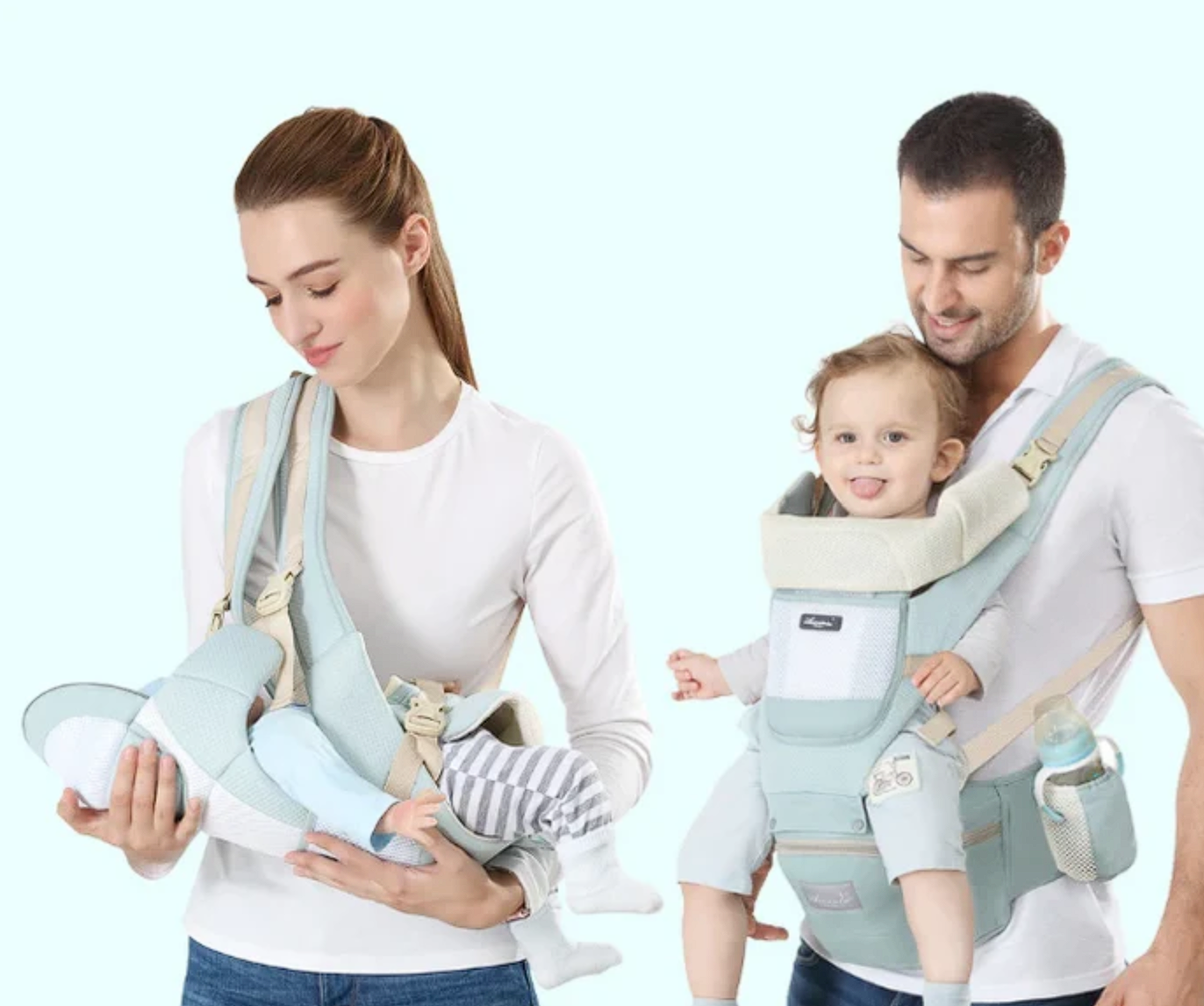 Mochila Canguru 5 Níveis de Altura | 3 Modos com +15 Posições para Carregar o Bebê